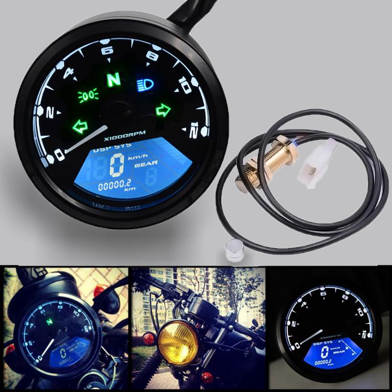 Universal Modern Similar LCD Digital Motorcycle Odometer Speedometer Motorcycler Adjustable Cafe Racer
