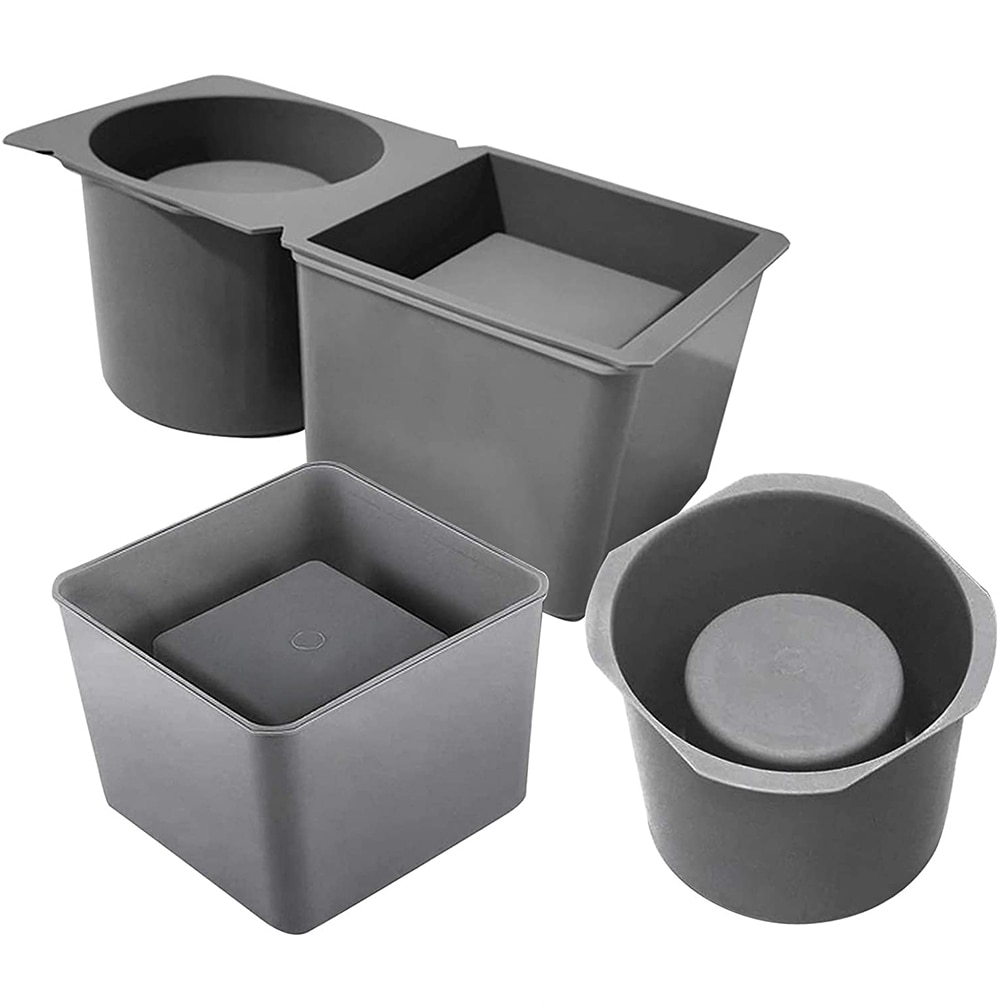 2 Pieces Concrete Silicone Mold for Flower Pots Succulent Planter Mold DIY Pots Cement Molds Round and Square Shape