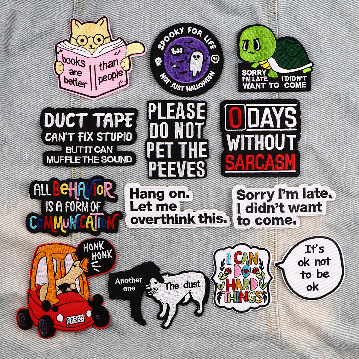 Patch d'oie drôle patchs brodés de dessin animé pour vêtements bricolage fer sur patchs pour vêtements lettres Patch autocollants