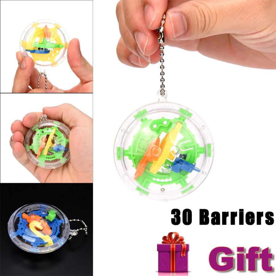 shaunyging # 4017 30 Barriers Mini Ball Maze Intellect 3d Puzzle Toy Balance Barrier Magic Labyrinth Spherica