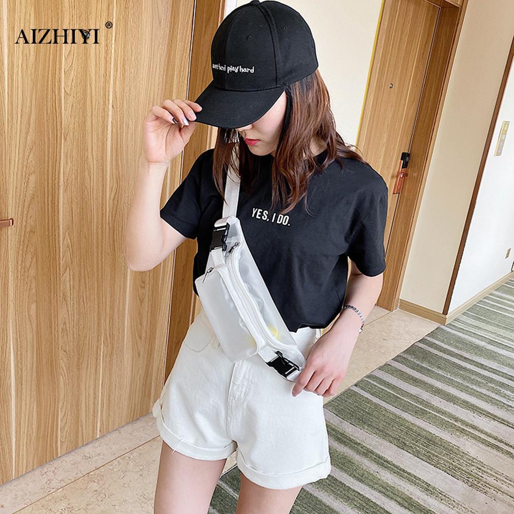 Midjeveske kvinner enkel gjennomsiktig lomme vill budbringer brystveske sekk ceinture banan cantasi fanny pakker