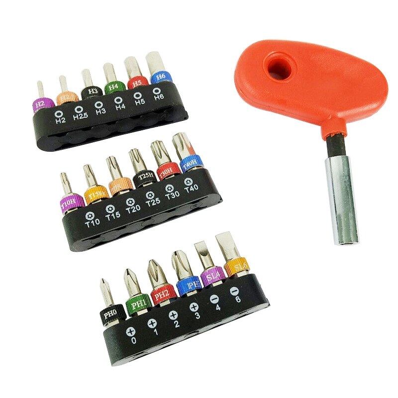 Micro-Screwdriver Bit Set with Reversible Drive Handle Phillips,Slotted Torx 1/4&quot; Drive Multi Bits Set