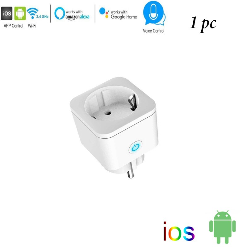 Smart Wifi plug adapter 16A remote voice control power monitor mobile phone voice control WIFI European smart socket: 1pcs