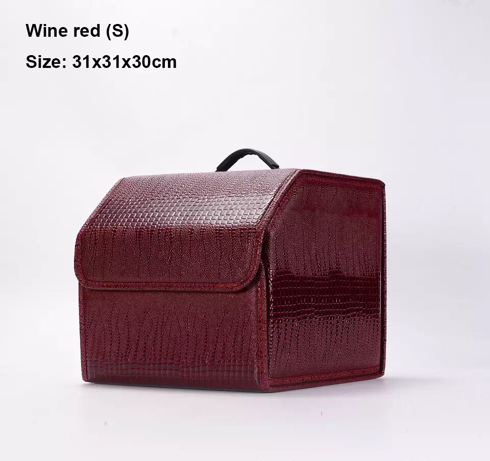 Auto opbergtas pu leren kofferbak opbergtas multifunctionele opvouwbare auto kofferbak opbergtas: Rode wijn klein