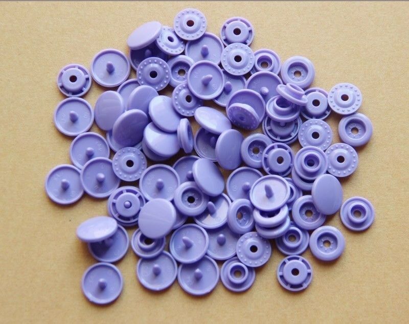 100 sets T3 Round Plastic Snap Buttons Clothes DIY Sewing Accessories Press Button: Light Purple