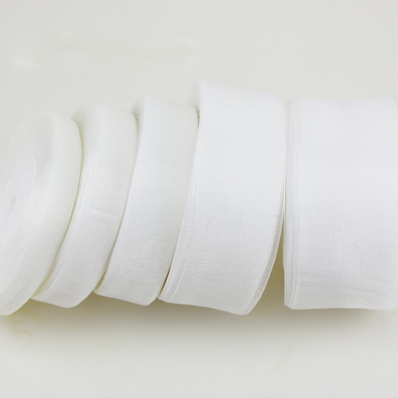 Cinta de organza blanca para envolver , cintas decorativas, (12/15/20/25/40/50mm), 50 yardas/rollo
