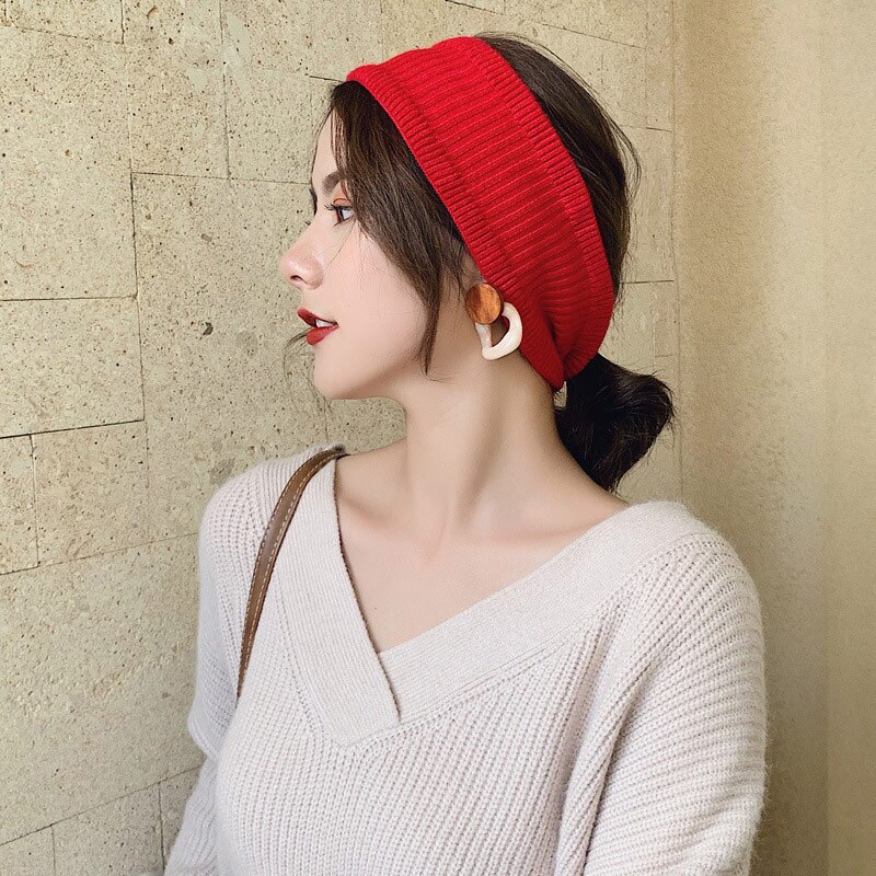 Dames gebreide sjaal lus effen kleur warme sjaals hoofdband decoratie haaraccessoires herfst winter elastische brede hoofddeksels