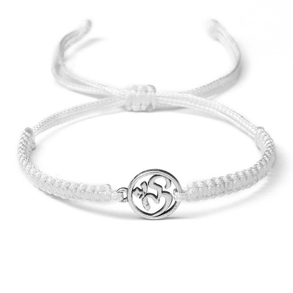 Charm OM símbolo hecho a mano cuerda trenzada ajustable rojo negro pulseras mujeres hombres joyería de de la suerte para Amiga oración: Color marrón amarillo