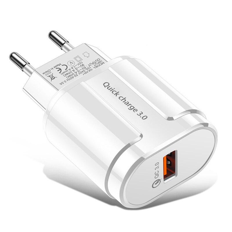 Quick Charger QC3.0 USB Charger EU US Plug Wall Mobile Phone Charger Adapter for IPhone 11 XS MAX Fast Charging for Samsung: EU Plug White