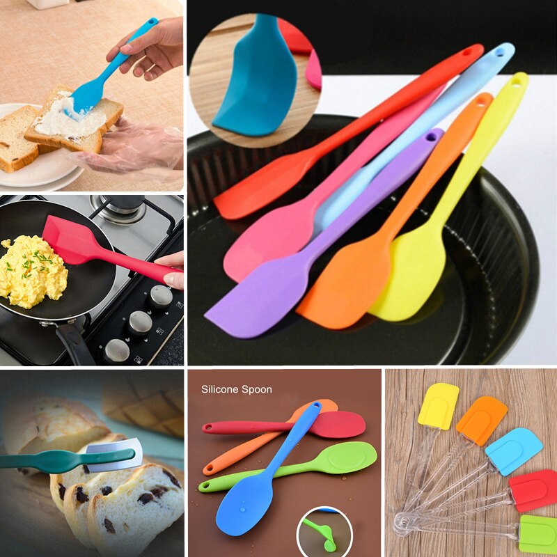  Heat Resistant Integrate Handle Silicone Spoon Scraper Kitchen Utensil Turners Spatula Pan Spatula Cake Kitchen Cooking Tool