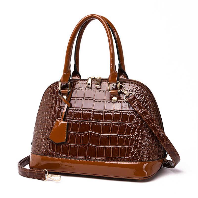 mode Vrouwen Handtas leer Shell Tas Vrouwen Messenger Bag Schoudertas Vrouwelijke Crossbody Tas: Bruin