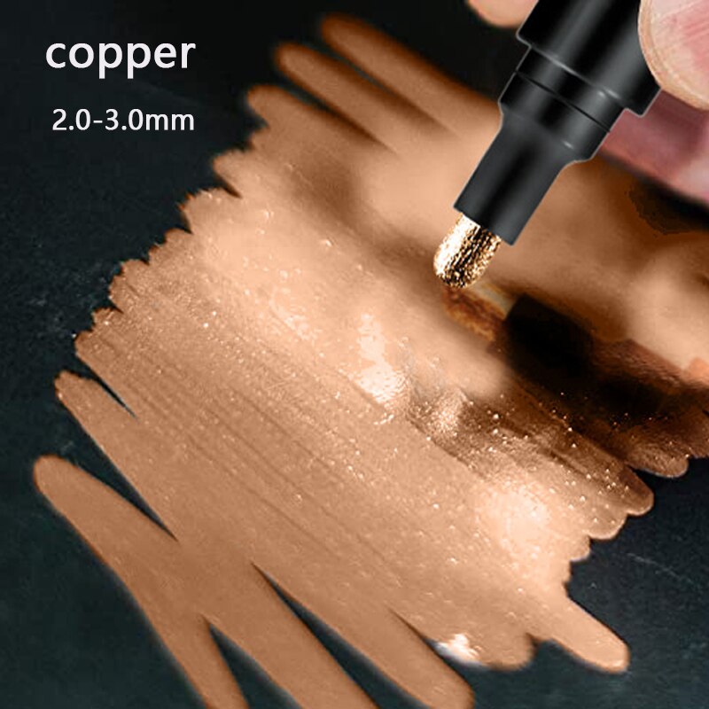 Gold Silver Copper Metallic Liquid Chrome Mirror Marker Pen Waterproof Ink Crude Nib Mirror Metal Effect Craftwork Pen: 3mm-copper