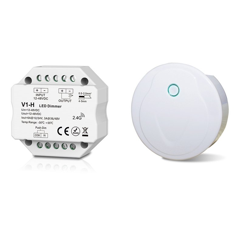 LED Strip Dimmer 12V 24V 15A Output PWM Wireless RF Switch ON OFF With 2.4G Dim Remote for 5050 3528 Single Color LED String: V1-H and wifi-relay