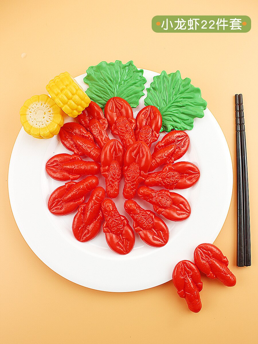 Kinderen Spelen Huis Model Voedsel Steamer Gestoomde Gevuld Broodje Snack Hamburg Westerse Voedsel Sushi Maaltijd Keuken Meisje Speelgoed Set: Crayfish 22 Pieces A03