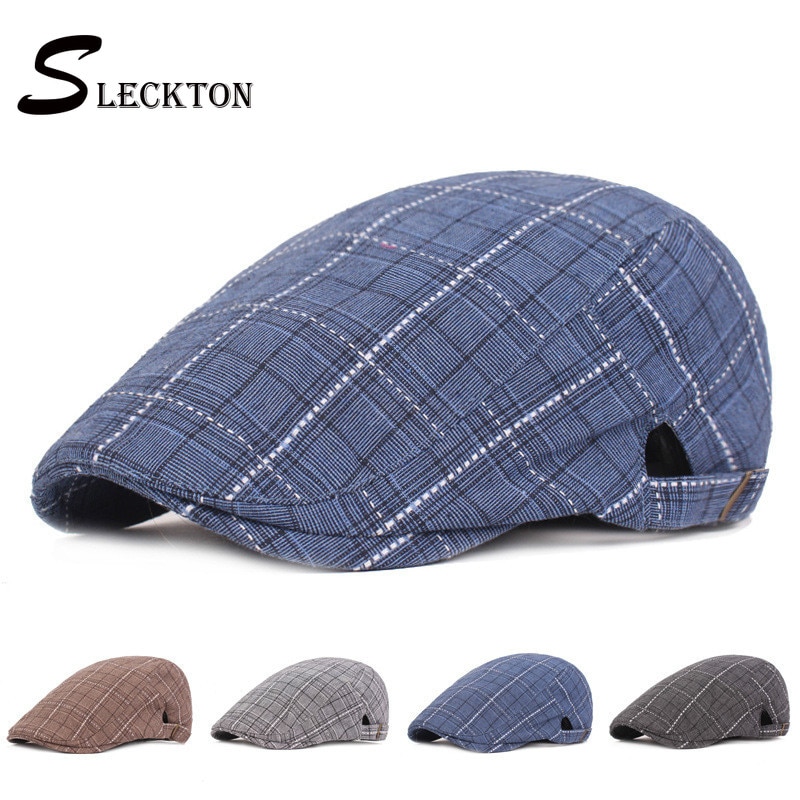 SLECKTON boina de cuadros gorra Casual mono tapa de planos Retro al aire libre viajes sombreros Unisex invierno sombreros para hombres y mujeres