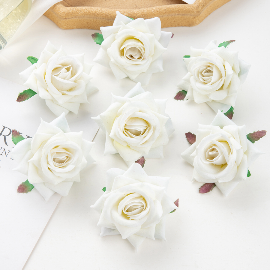 10 stuks kunstbloemen voor plakboek nieuwjaarsdecoratie bruiloft buiten tuin kerst huis bonbondoos flanel opgerolde rozen