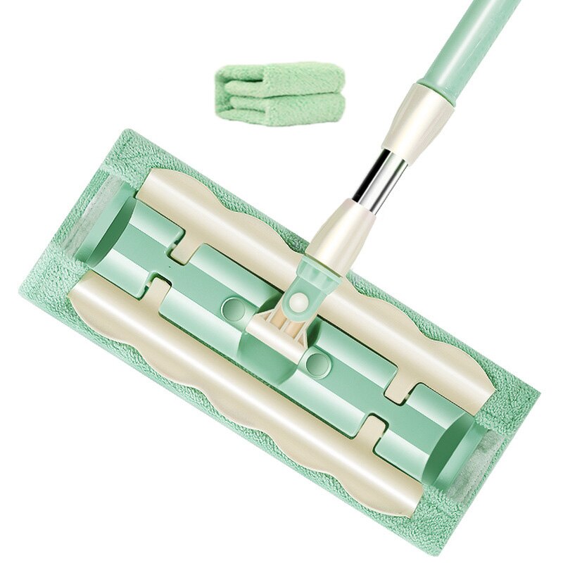 Flat Mop Floor Cleaning Mop 360 Degree Microfiber Broom Rotating Superfine Fiber Swabs wash flat Household Cleaning Tools: Green-2 mop cloth