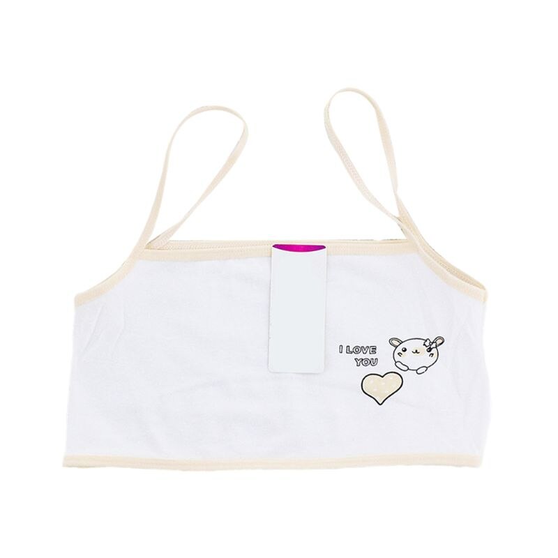 Puberteit Jonge Meisjes Training Beha Cartoon Bear Heart Print Katoenen Ondergoed 6-14T 24BE: Nude