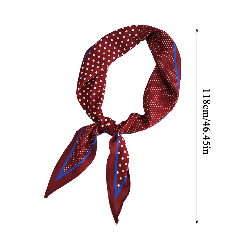 Polka Dot Spell Color Small Silk Scarf Women Rhombus Head Scarves Narrow Long DIY Handle Bag Ribbons Skinny Hair Neck Scarves