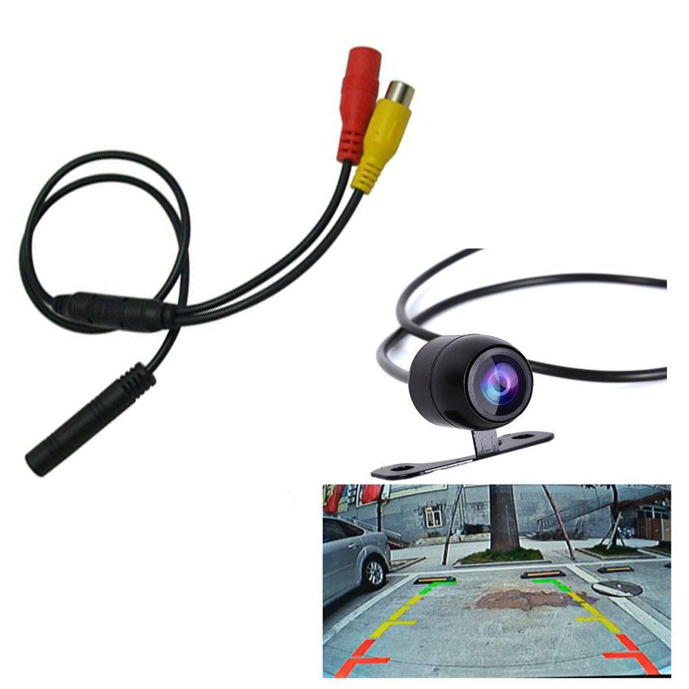 1Pcs Car Reverse Backup Rear View Camera 4-Pin Male Connector Signal Adapter Harness RCA Power To Wire CVBS Female Wire V7O8