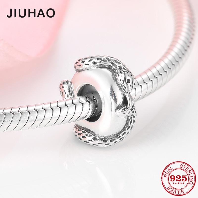 Accesorios para mujer, espaciador de tapón a la de serpiente, cuentas de plata de ley 925 aptas para pulseras europeas, fabricación