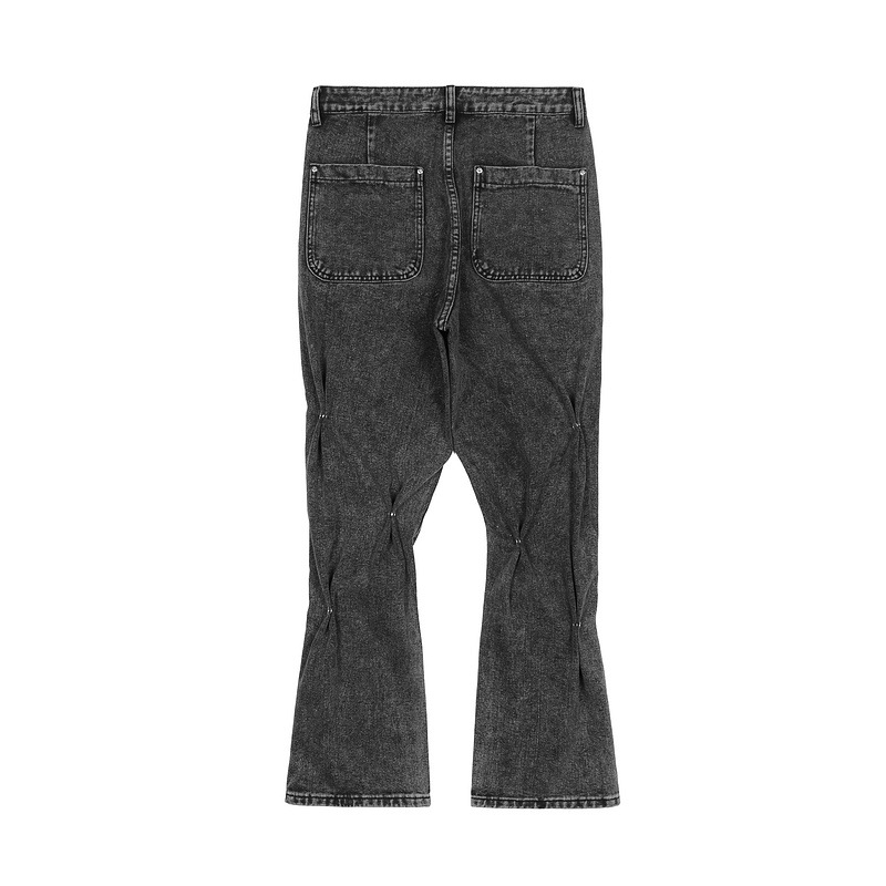 Pantalones vaqueros con remaches para hombre, vaqueros con botones lavados, urbana americana, pantalones vaqueros sueltos informales de Hip Hop, pantalones vaqueros acampanados
