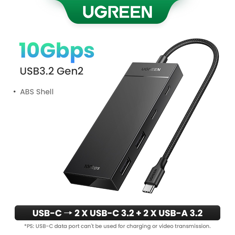 UGREEN USB C HUB 10 Gb/s Type-C 3.2 Gen2 Rozdzielacz USB USB C USB A Hub 4 porty USB 3.2 do MacBooka Pro Air Adapter wieloportowy typu C: WHITE