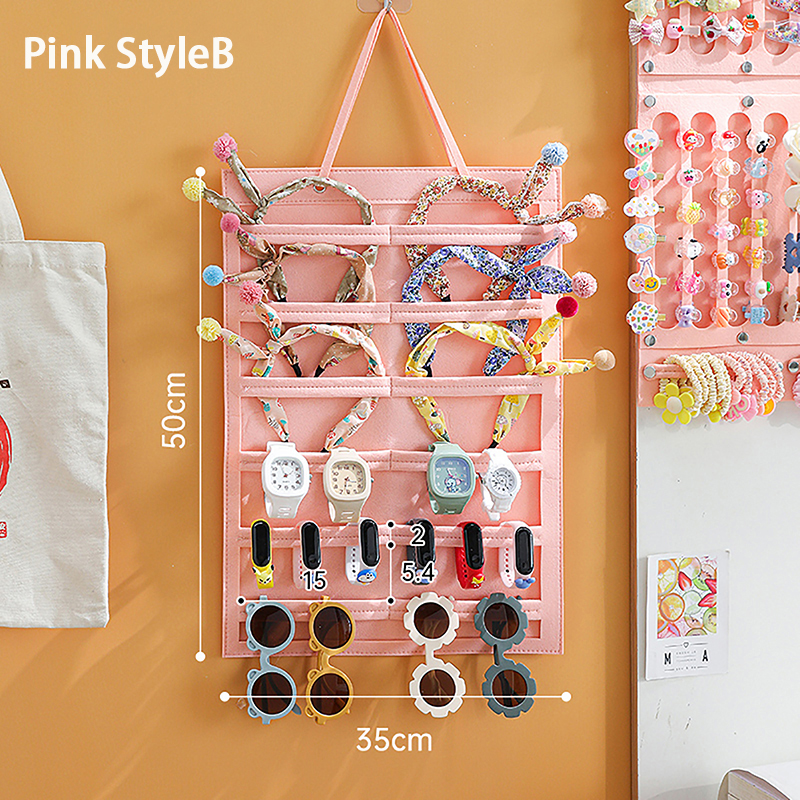 Organizador de lazos para el pelo, colgante de pared de gran capacidad, soporte para diadema, colgador de almacenamiento, accesorio para ahorro de espacio para habitación de niña: Negro