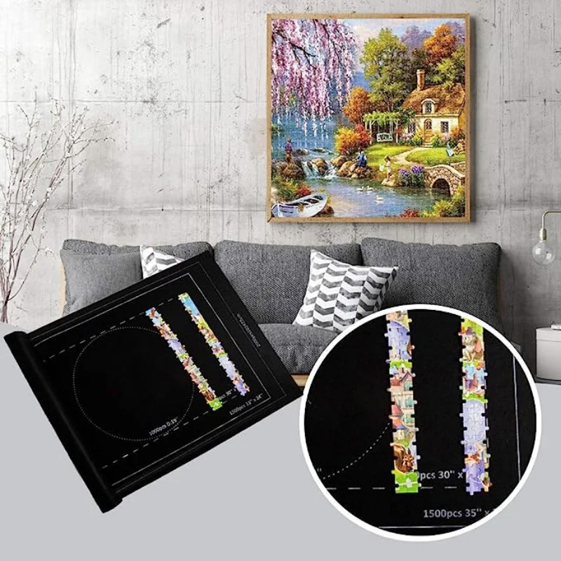 Puzzles Pad Jigsaw Roll Felt Mat Playmat Puzzles Blanket For Up To 1500 Pcs Puzzle Accessories Portable Travel Storage Bag