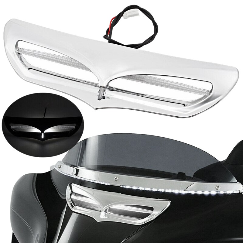 Motorcycle Air Intake Vent Accent Trim Fairing with White LED Light for Touring Electra Street Glide: Default Title