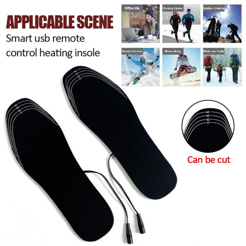 USB Cutable Heating Insole Electric Heating Foot Warming Insole Chargings Heating Washable Insole Winter Shoes Boots Pad