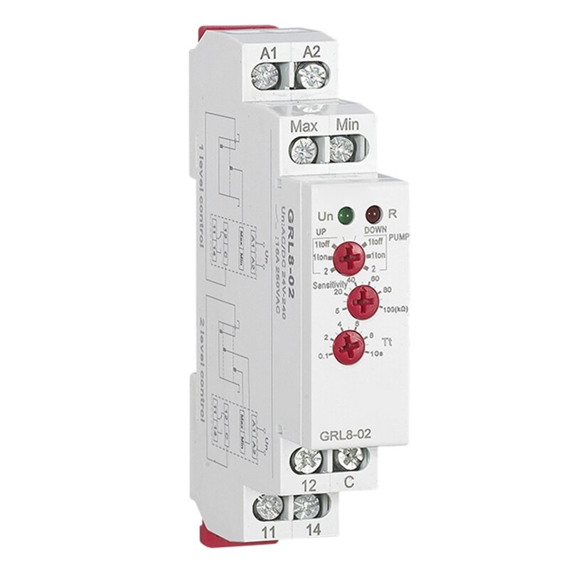 GRL8 Water Level Controller Vloeibare Relais 10A Ac Dc 24V 220V Breed Scala Spanning Waterpomp Relais, GRL8-02