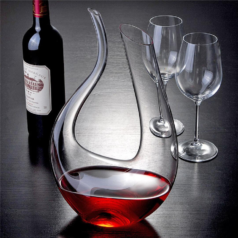 Decantador de vino en forma de U de cristal, caja de de 1500ML, aireador decantador de cisne de arpa de whisky, jarra separadora de botellas de vino,