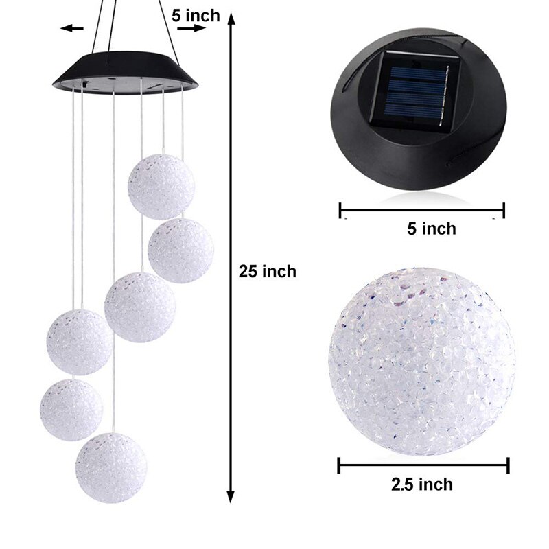 Udendørs solar led kuglelys farverig vindklokke lys dekorationslampe _wk
