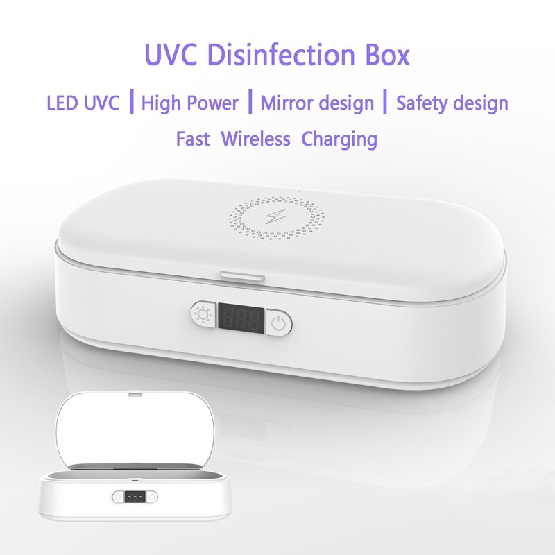 Draagbare Uv Licht Mobiele Telefoon Desinfectie Doos Uv Schoner Mobiele Ultraviolet Lamp Doos Met Draadloos Opladen