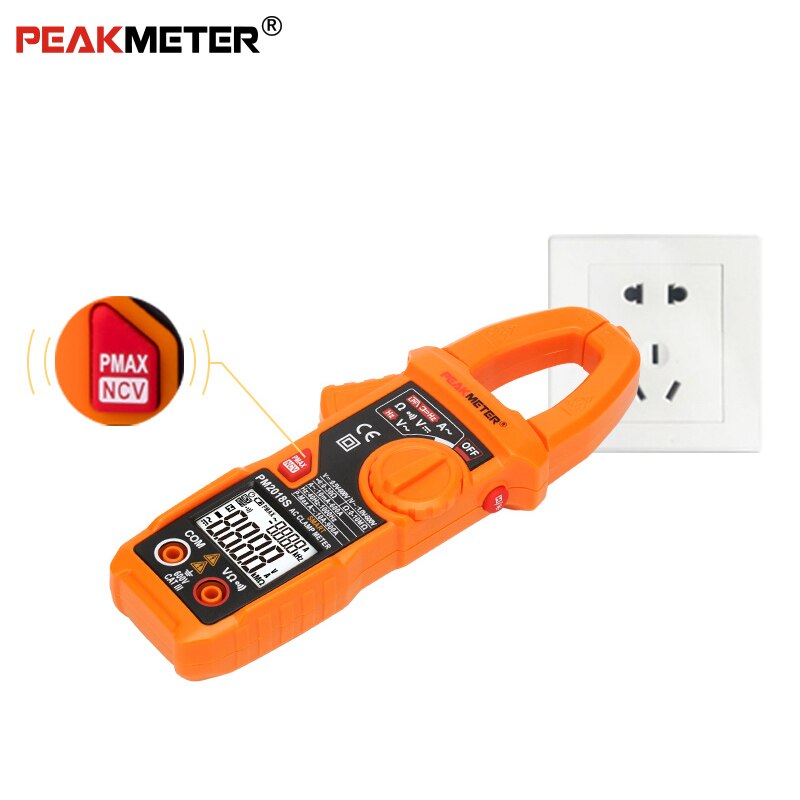 Peakmeter  pm2018s bærbar smart ac digital klemme meter multimeter ac strøm spændingsmodstand kontinuitet måling tester