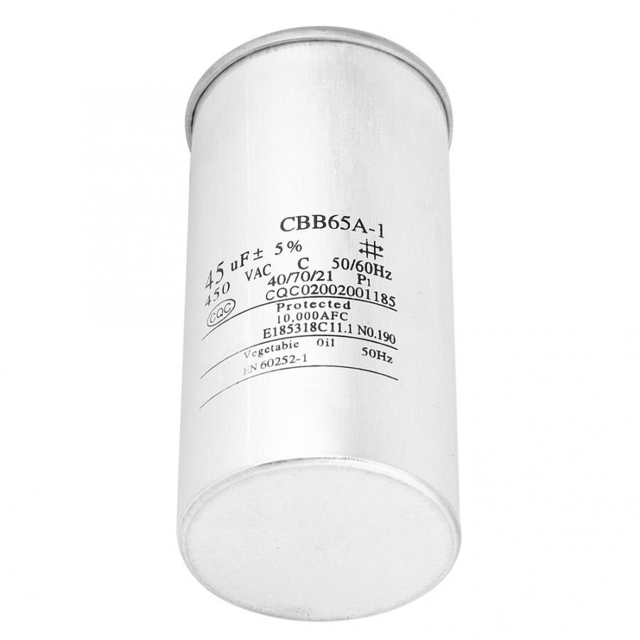 Ac motor kondensator cbb 65 45uf 450v kondensator aluminiumsfolie klimaanlegg kompressor start kondensator motor