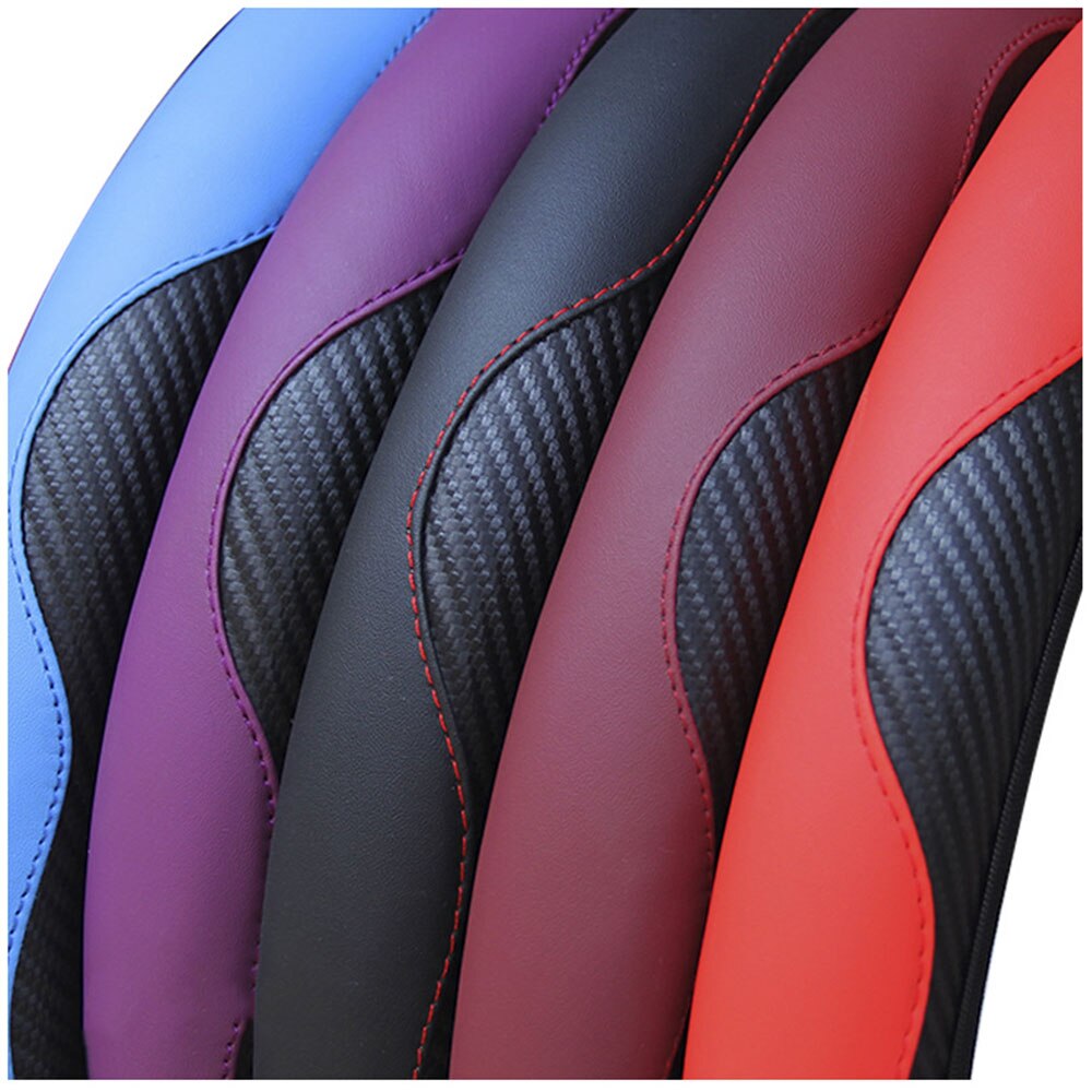 Protector de cuero y fibra de carbono para volante de coche Peugeot, protector de cuero y fibra de carbono para volante de coche Peugeot 108 208 GTI 308 T7 T9 3008 307 5008 508 107 108 207 301 4007 4008