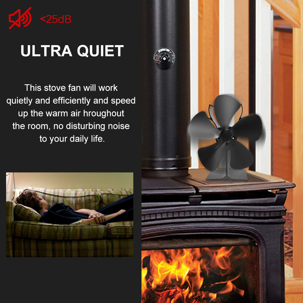Stille hjem komfur ventilator varmedrevet brændeovn top pejs varmedrevet komfur ventilator 5 knive pejs ventilator brændeovn