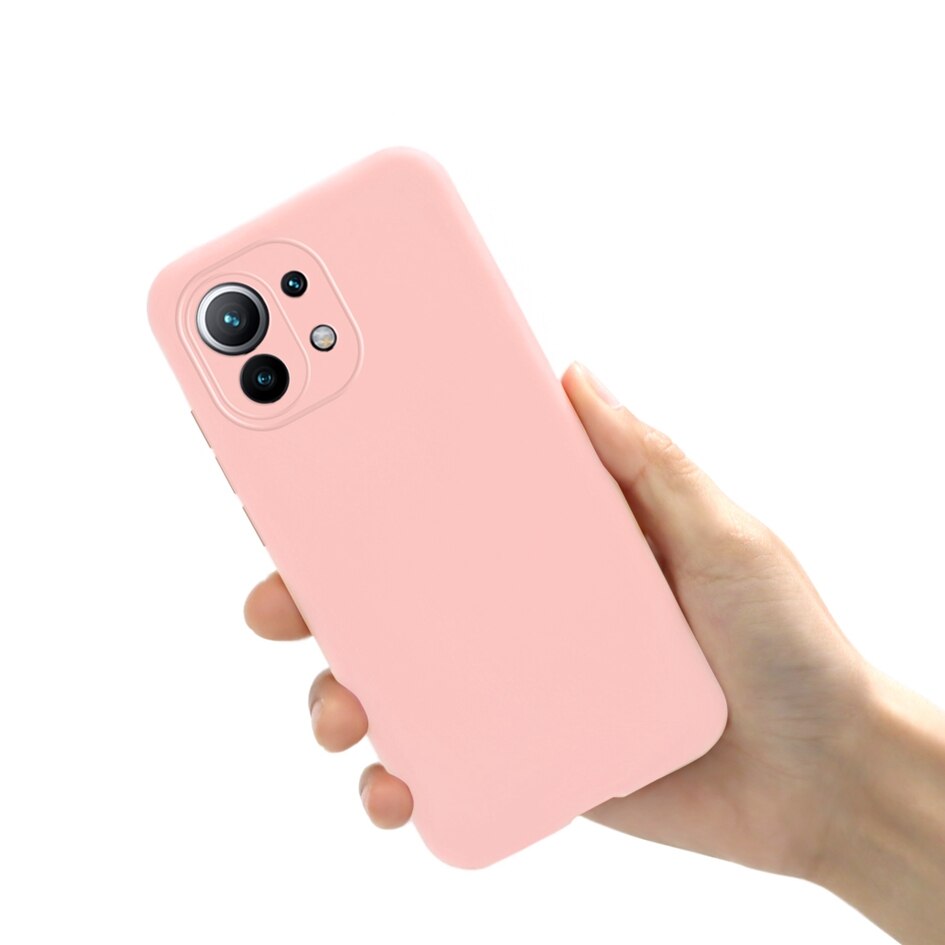 Voor Xiaomi Mi 11 Lite 5G Case Voor Xiaomi Mi 11 Lite 4G Cover Fundas Originele Vloeibare Siliconen bumper Voor Mi 11 Lite Global Schelpen: Light Pink