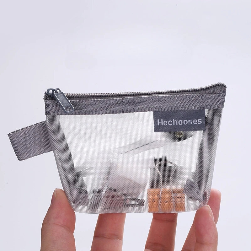 Triangle Mesh Nylon Visible Large-capacity Coin Bags Purses ID Credit Card Holder Pouch Key Earphone Makeup Toiletry Storage Bag