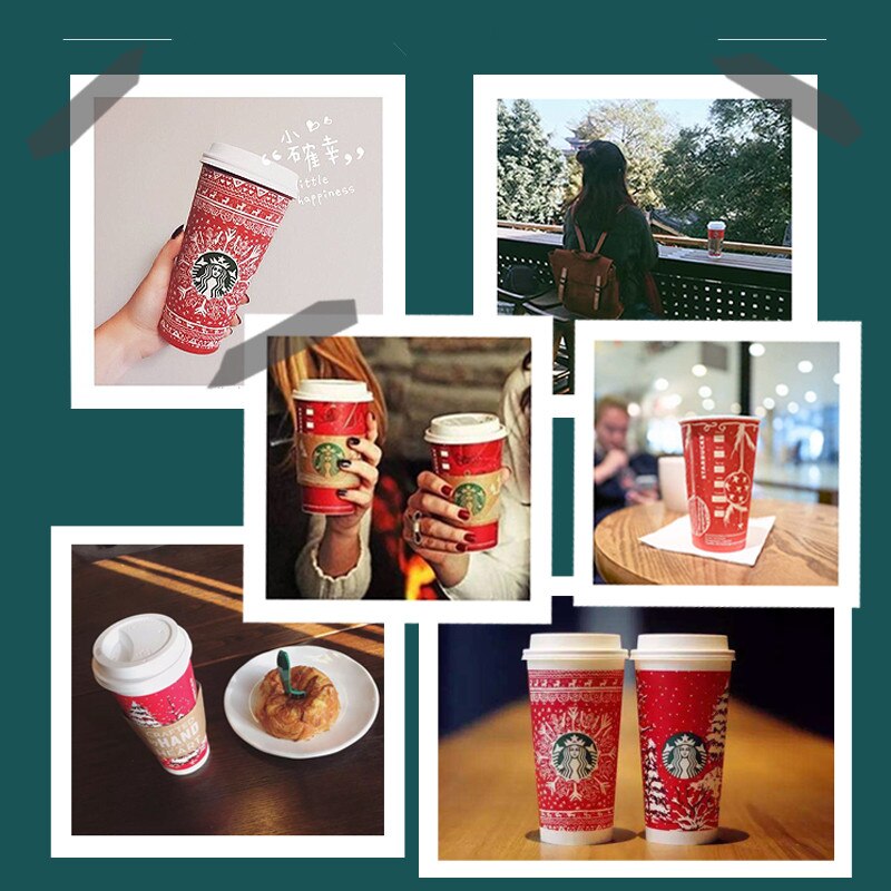 50 stk julekop 14oz 400ml røde engangs kaffekop fest kold drikke papirkop med låg takeaway pakke