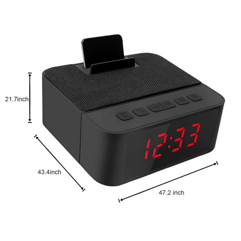 Digital Radio Alarm Clock All-In-One With Wireless Speaker,Am/Fm Radio,Usb Charging Port,Snooze,Ac And Battery Operated