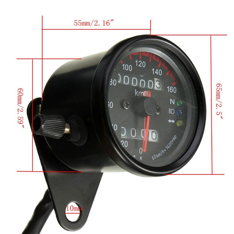 Universele Motorfiets Snelheidsmeter Kilometerteller 12V Motorfiets Dual Speed Meter Met Led Indicator Snelheidsmeter Motorfiets