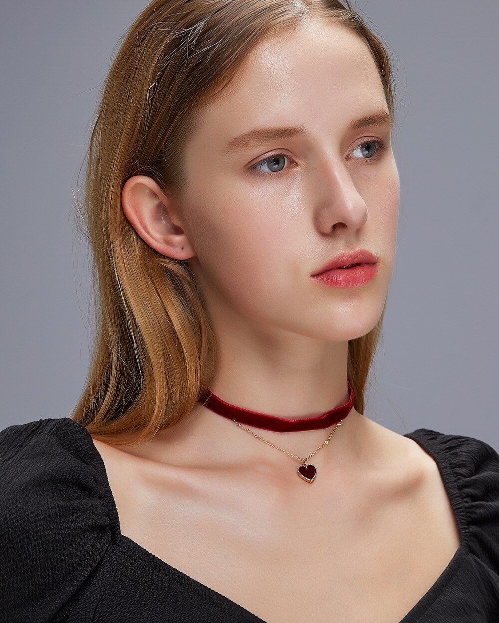 Collares de Gargantillas de corazón multicapa para mujer, Collar con colgante de corazón de cadena corta, joyería, bisutería