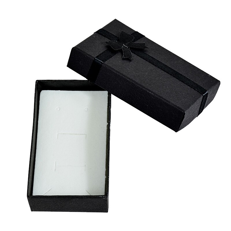 19 kolorów pudełko na pierścionek kolczyk opakowanie Case śliczne wstążki papierowe naszyjnik Wedding Stud Organizer biżuterii przechowywanie prezent Caja Expositor: Black5X8CM