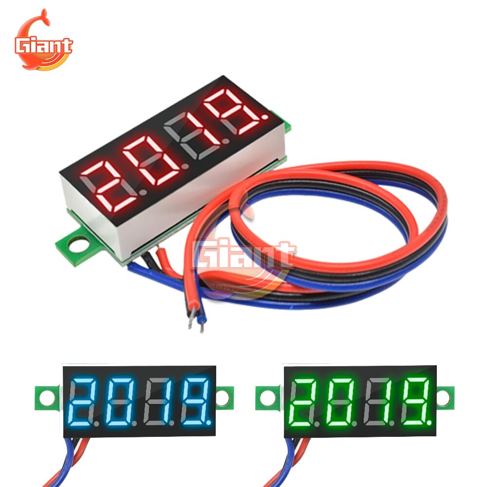 4 Bit 0.36 Inch Mini Digitale Voltmeter Volt Voltage Meter Led Panel Elektrische Spanning Tester 3 Draden Dc 0-100V 12V Dc Voltmeter