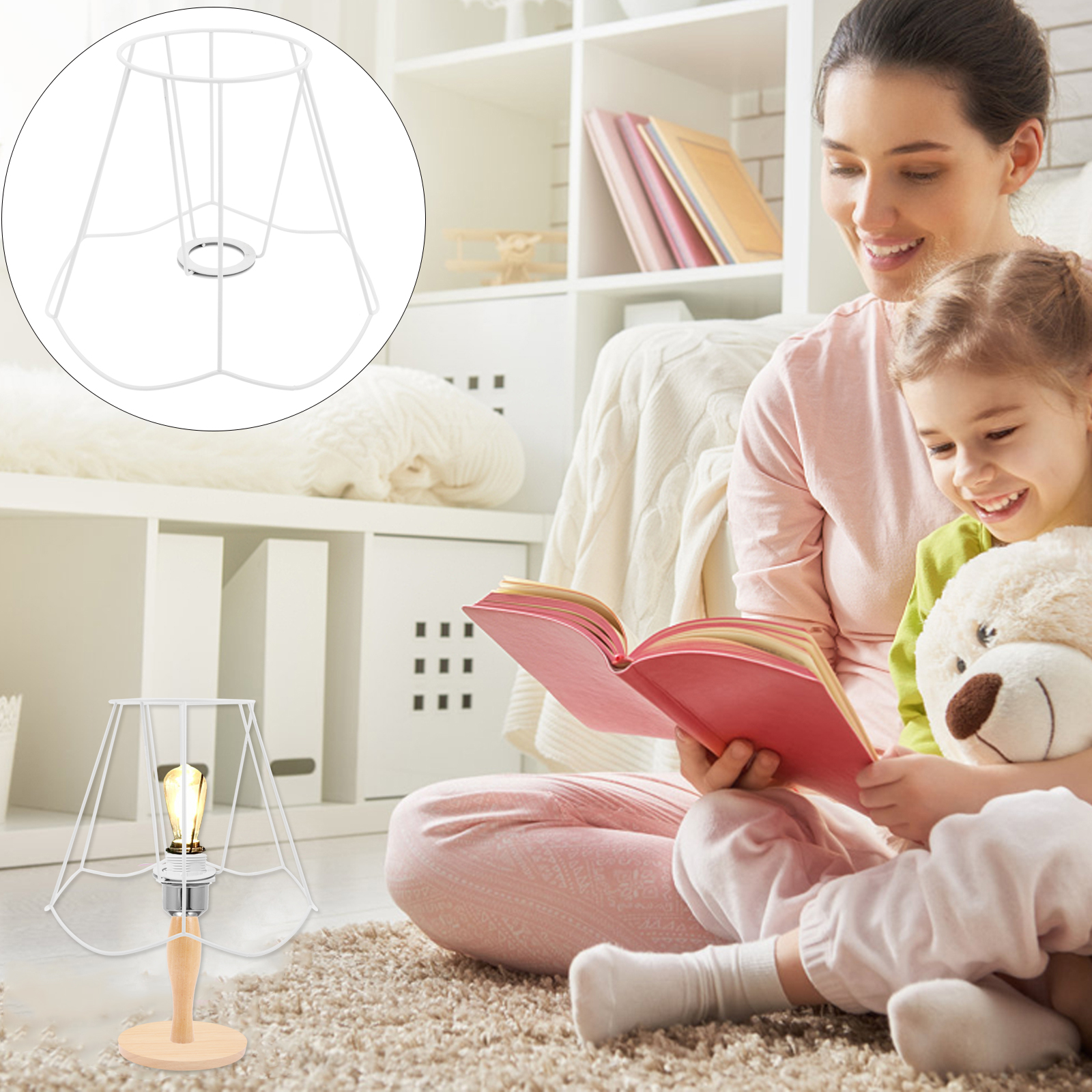 Table Lamp Shade Frame E27 Socket Wire Lamp Shade For Chandelier Desk Lamp