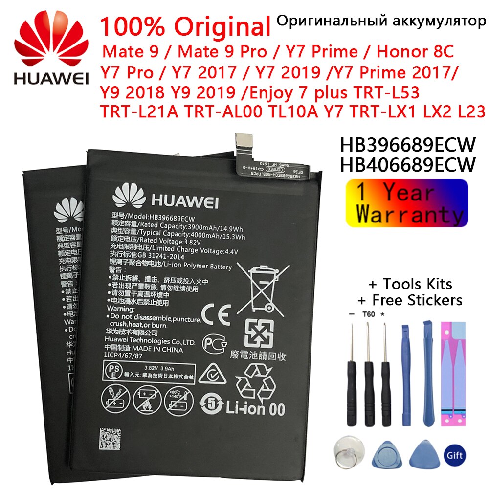 Original Phone Battery For Huawei honor 7C 7A 8 9 9 lite Nova 2 3 4/2i Ascend P10 P20 Huawei P30 P30 Pro Mate 8 9 10 /10 20 Pro: HB396689ECW