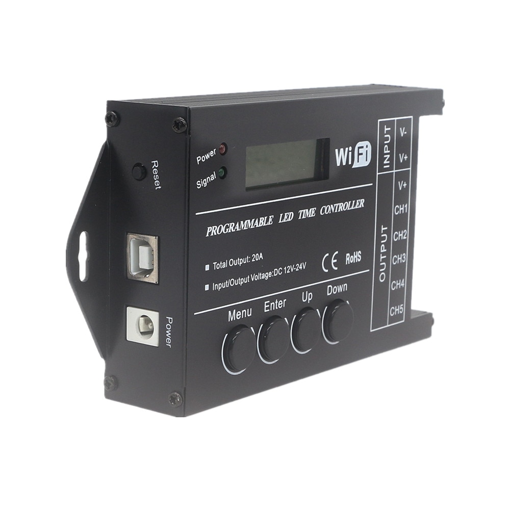 WiFi Time Programmable RGB LED Controller TC421 TC420 Time LED Controller DC12V/24V 5 Channel Total Output 20A LED Strip Dimmer